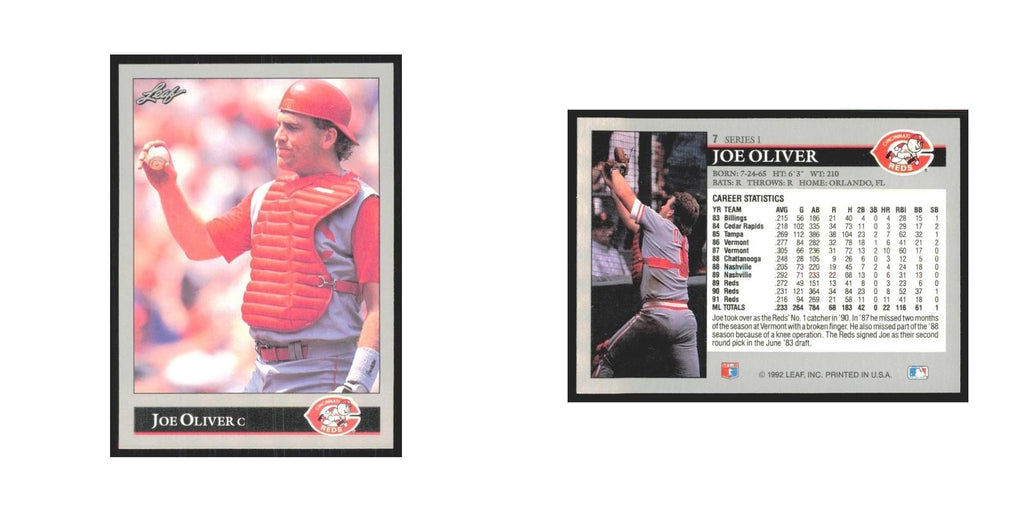 1992 Leaf Joe Oliver Reds #7.0