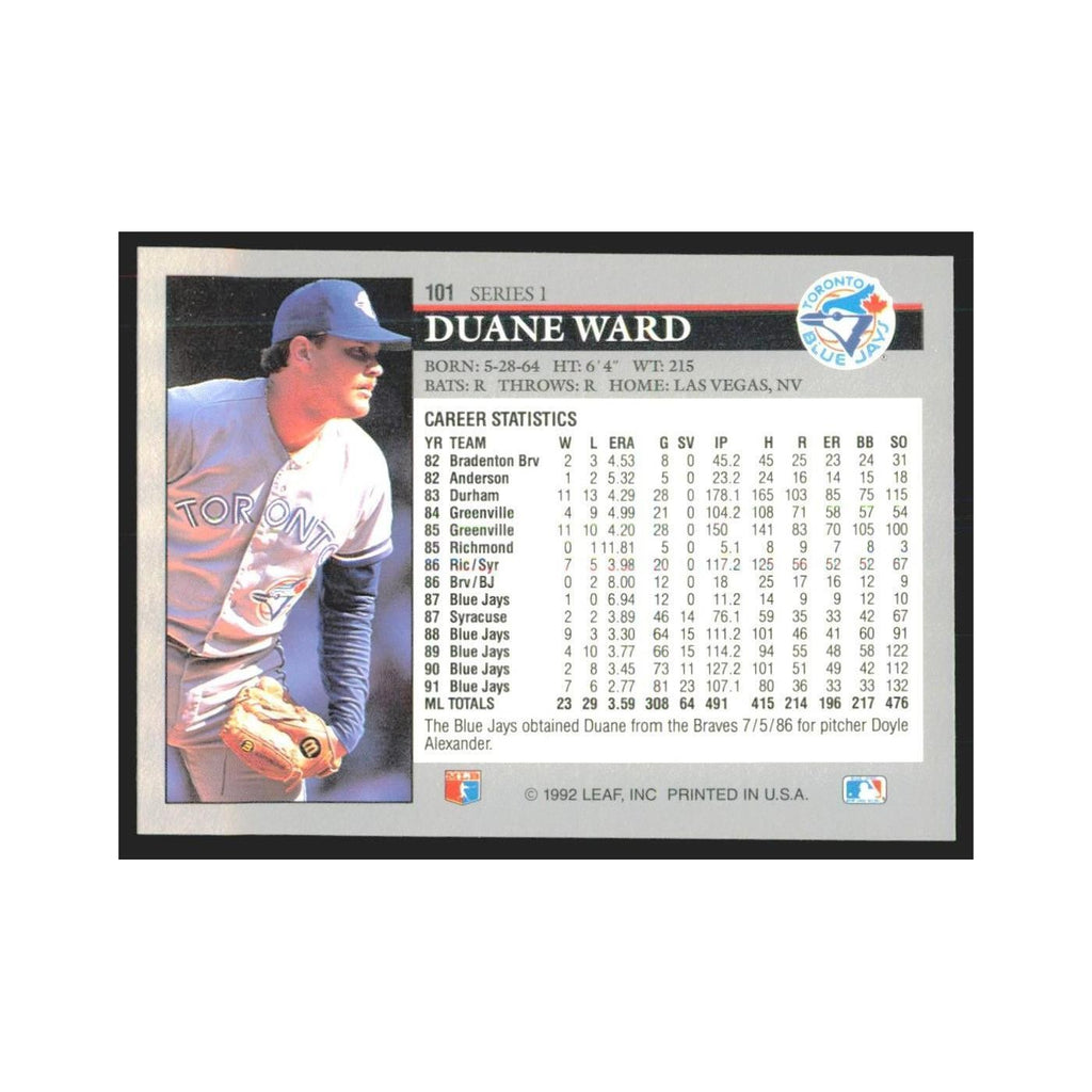 1992 Leaf Duane Ward Blue Jays #101.0