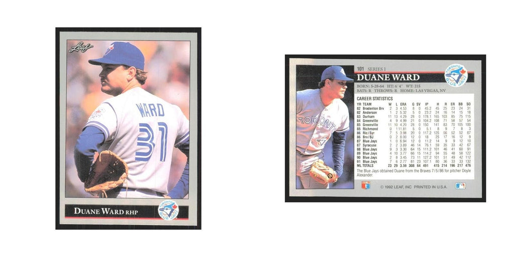 1992 Leaf Duane Ward Blue Jays #101.0