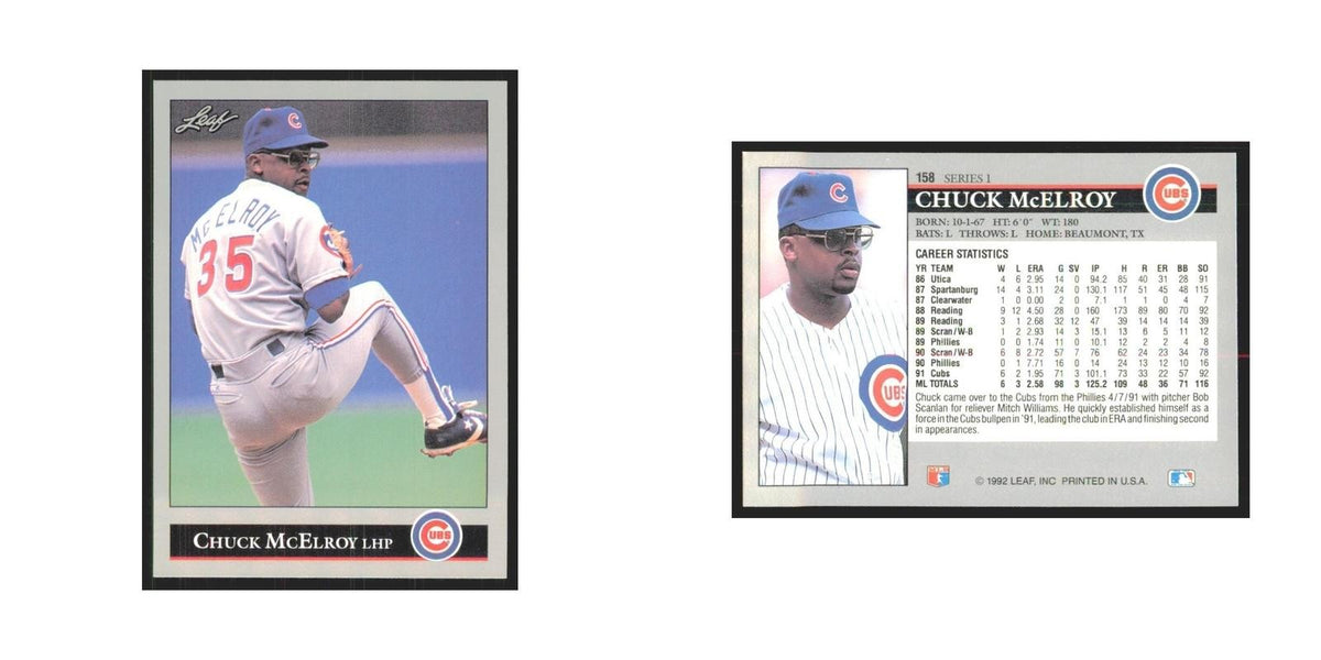 1992 Leaf Chuck McElroy Cubs #158.0