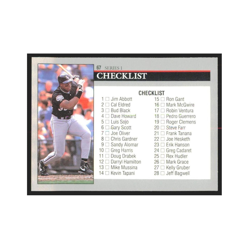 1992 Leaf Checklist Yankees #67.0