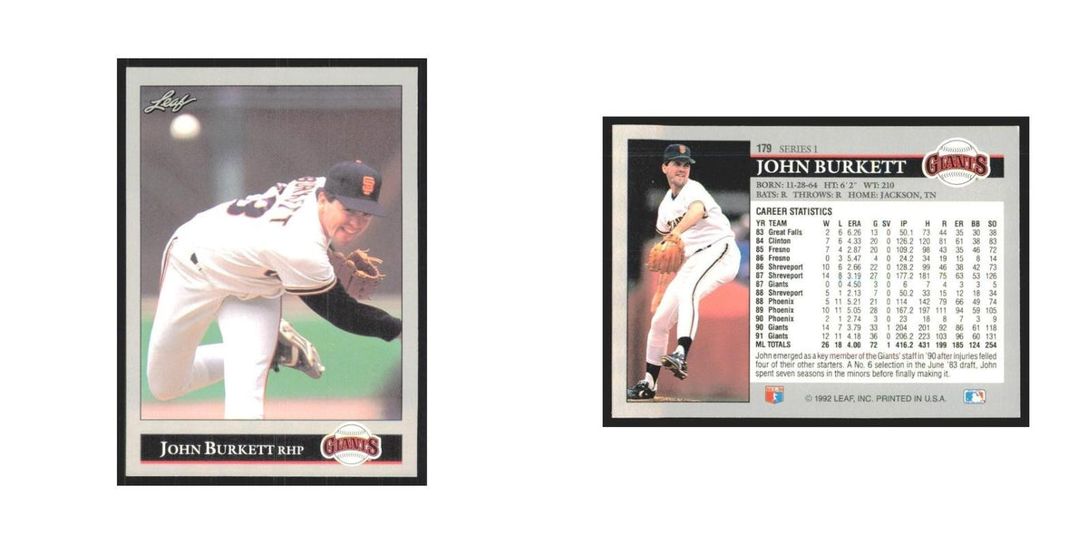 1992 Leaf John Burkett Giants #179.0