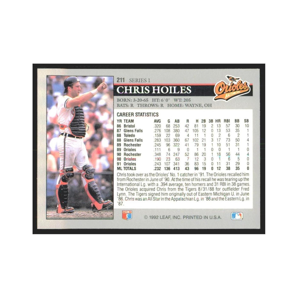 1992 Leaf Chris Hoiles Orioles #211.0