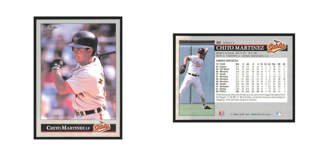 1992 Leaf Chito Martinez Orioles #300.0