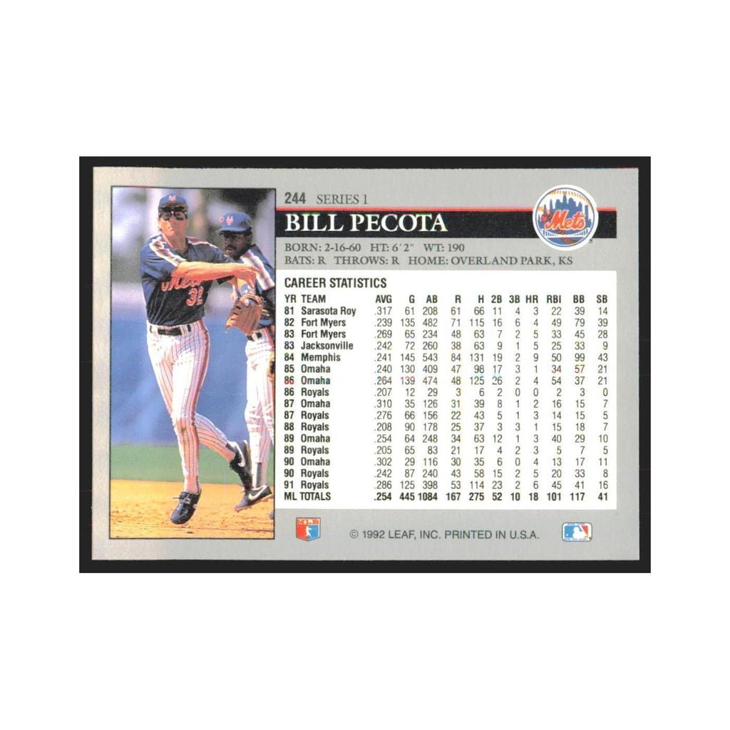 1992 Leaf Bill Pecota Mets #244.0