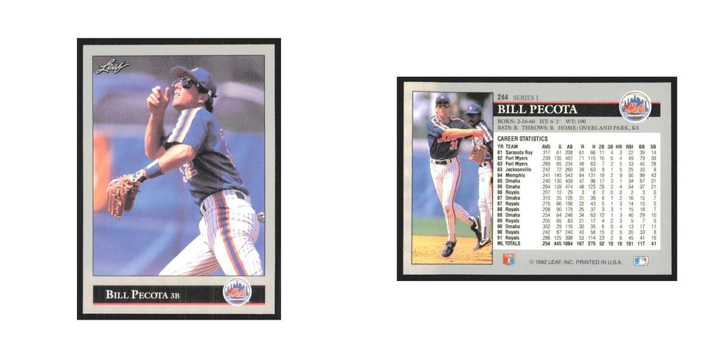 1992 Leaf Bill Pecota Mets #244.0