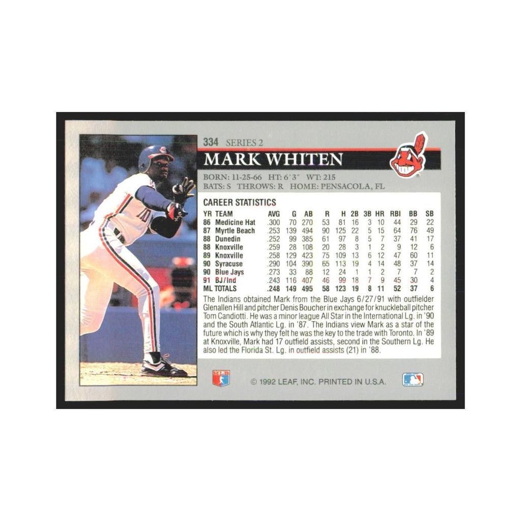 1992 Leaf Mark Whiten Indians #334.0