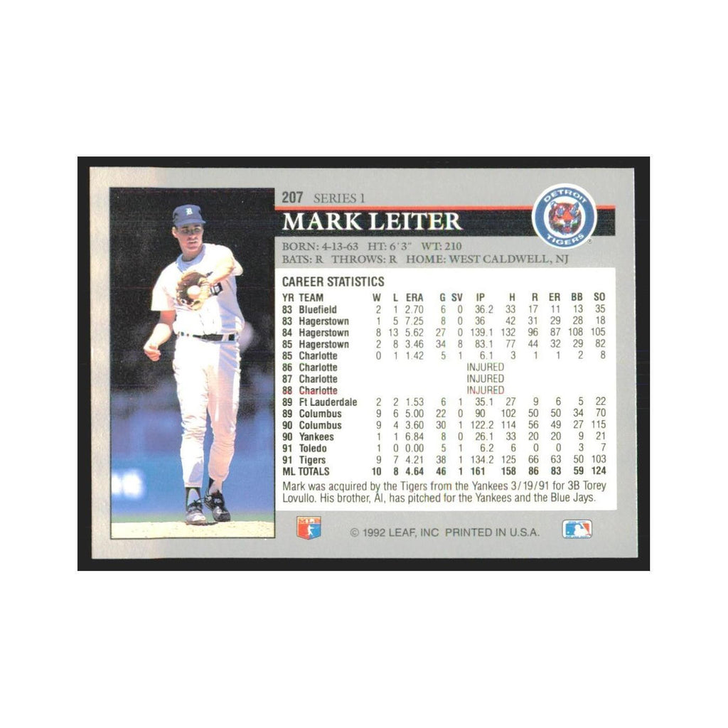 1992 Leaf Mark Leiter Tigers #207.0
