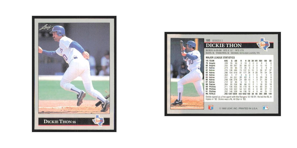 1992 Leaf Dickie Thon Rangers #180.0