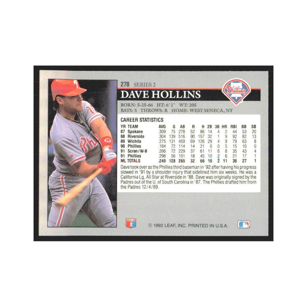 1992 Leaf Dave Hollins Phillies #278.0