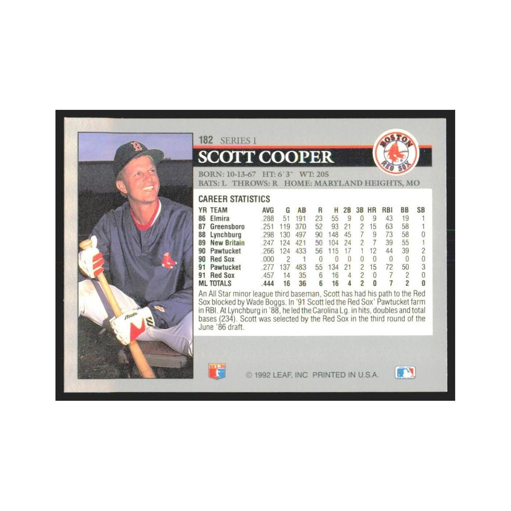 1992 Leaf Scott Cooper Red Sox #182.0