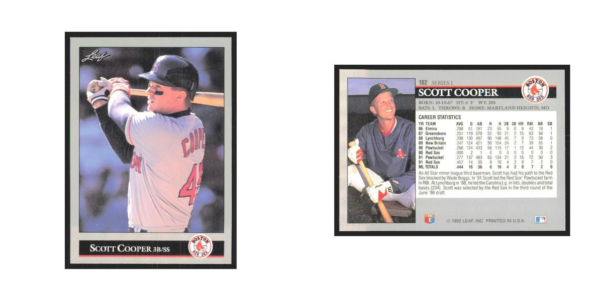 1992 Leaf Scott Cooper Red Sox #182.0