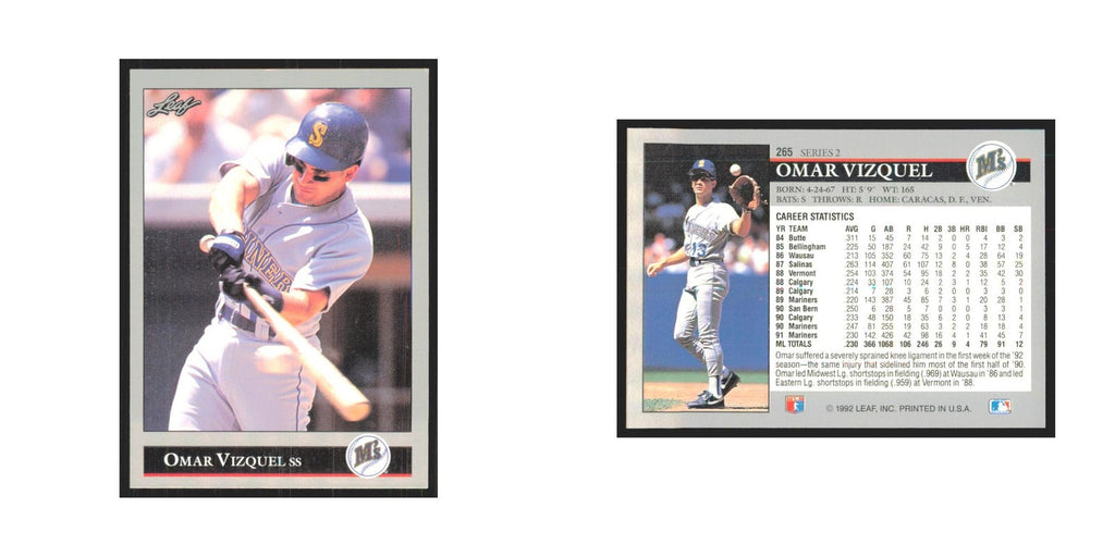 1992 Leaf Omar Vizquel Mariners #265.0
