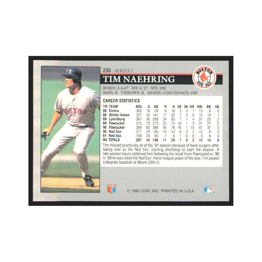 1992 Leaf Tim Naehring Red Sox #235.0