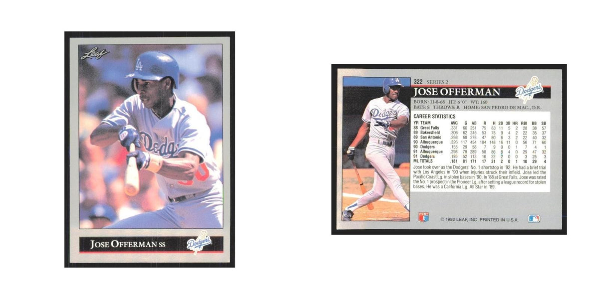 1992 Leaf Jose Offerman Dodgers #322.0