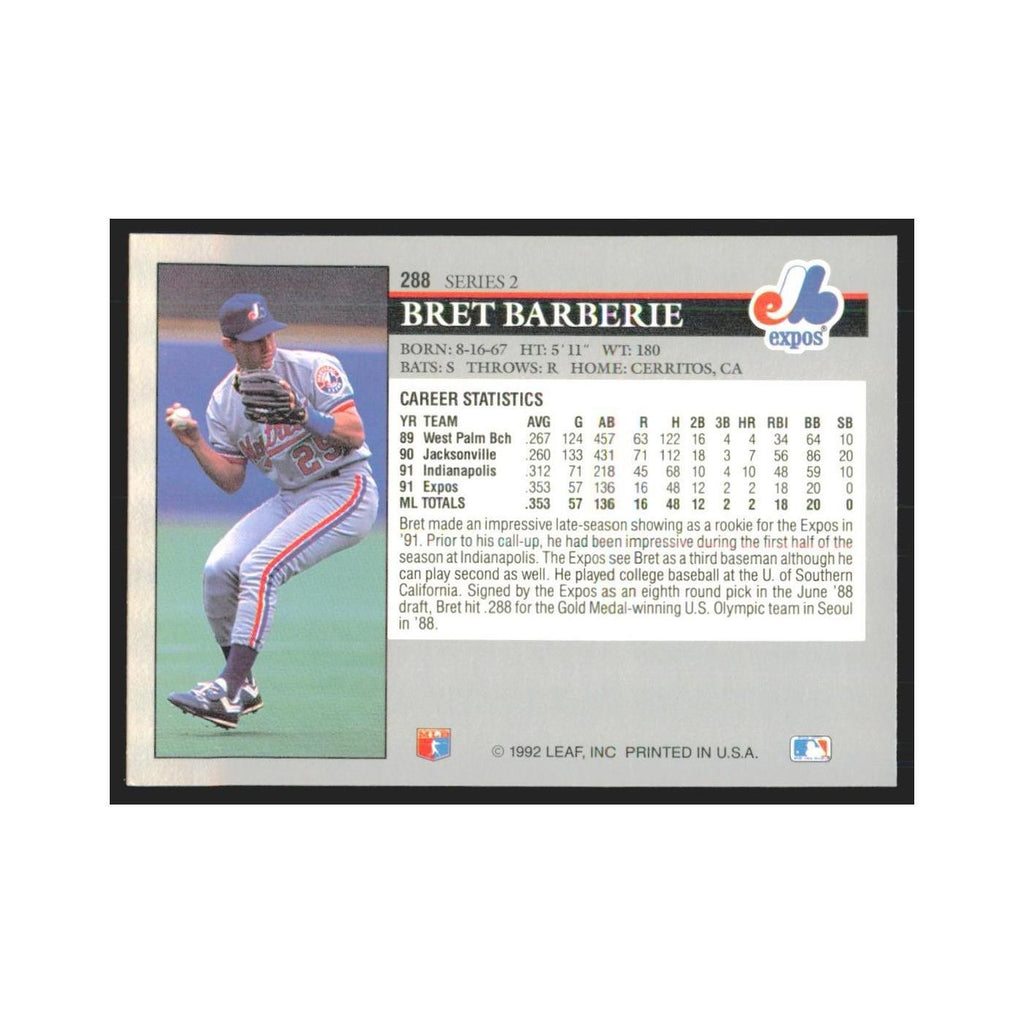 1992 Leaf Bret Barberie Montreal Expos #288.0