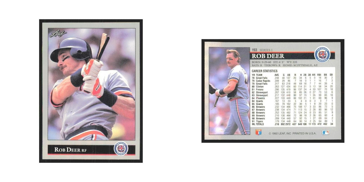 1992 Leaf Rob Deer Tigers #193.0