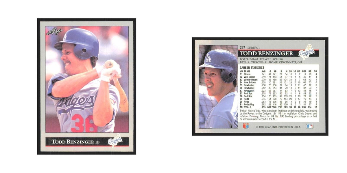 1992 Leaf Todd Benzinger Dodgers #257.0