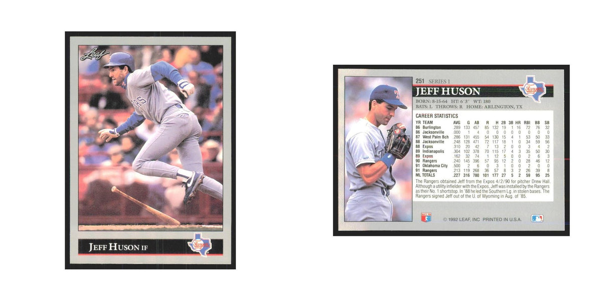 1992 Leaf Jeff Huson Rangers #251.0