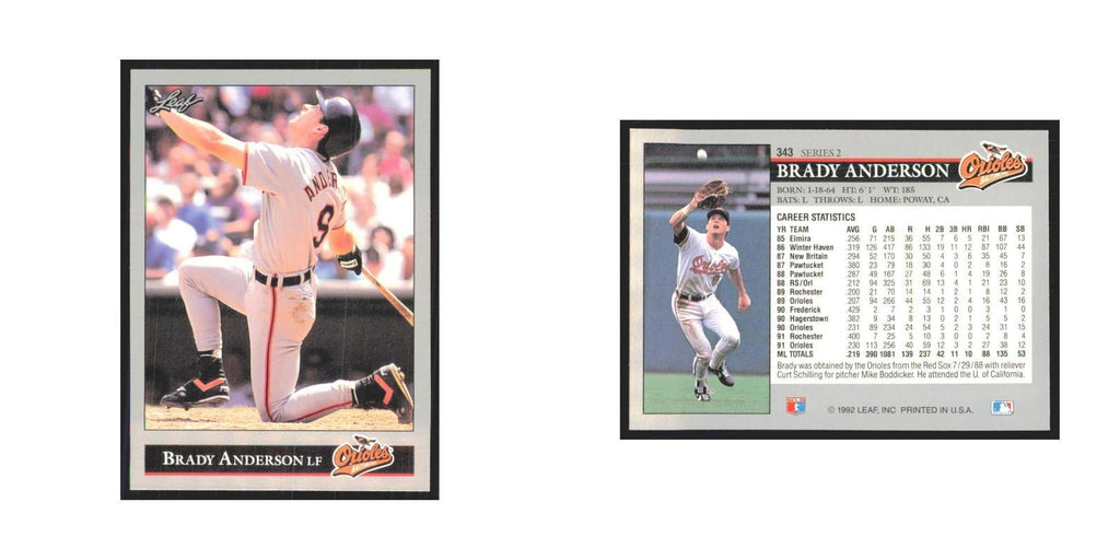 1992 Leaf Brady Anderson Orioles #343.0