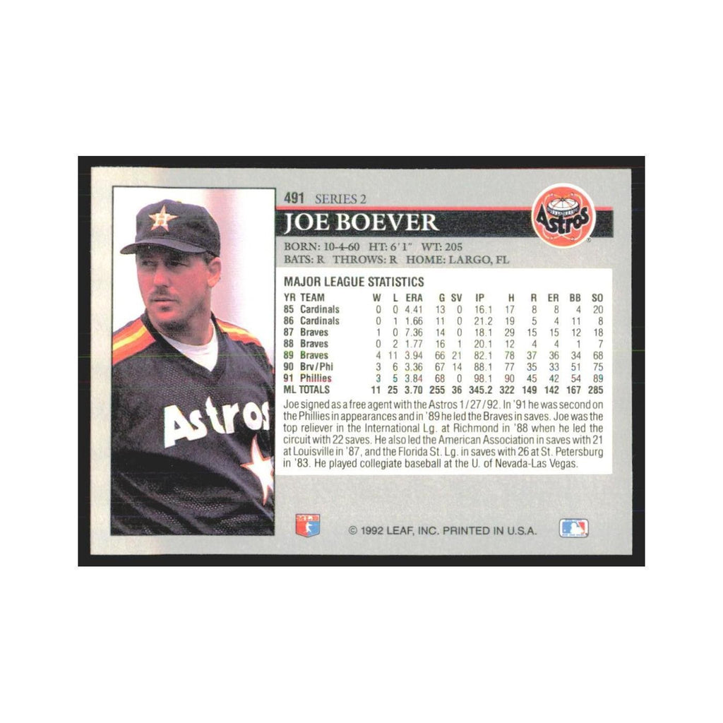 1992 Leaf Joe Boever Astros #491.0