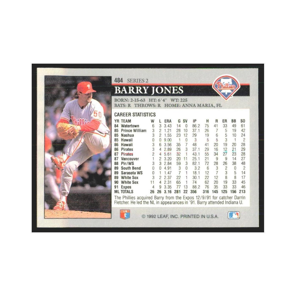 1992 Leaf Barry Jones Phillies #484.0