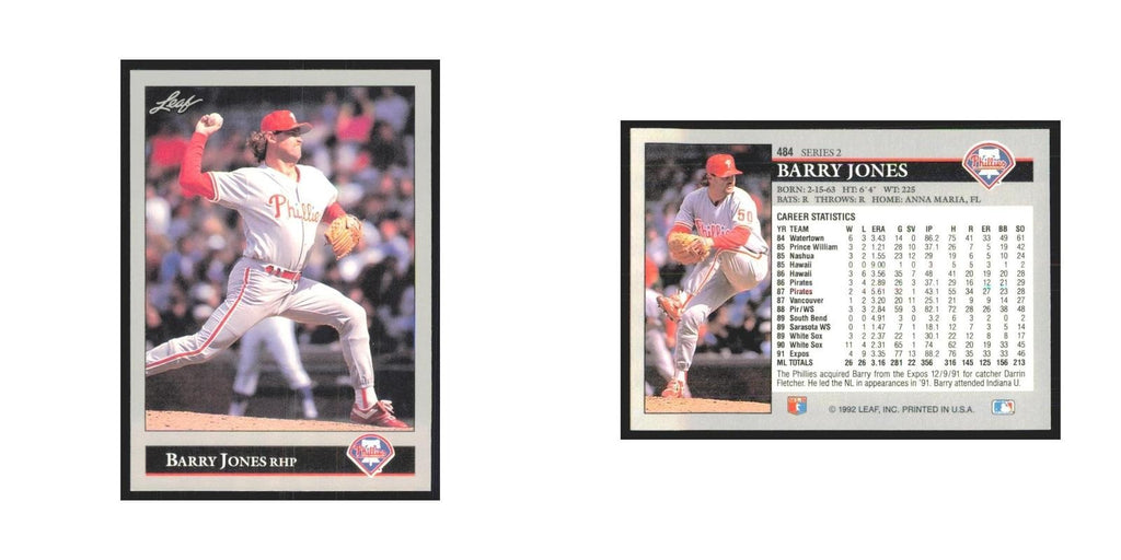 1992 Leaf Barry Jones Phillies #484.0