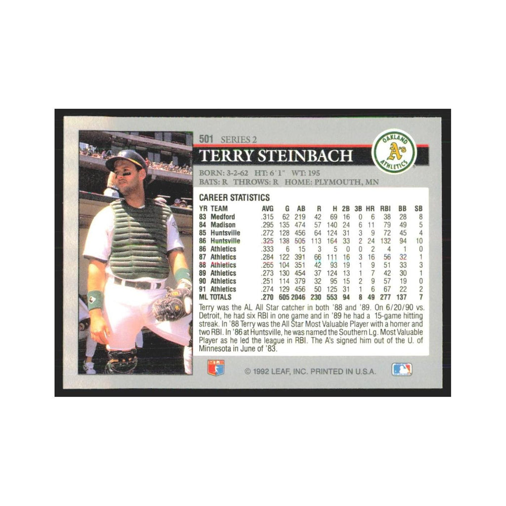 1992 Leaf Terry Steinbach Athletics #501.0