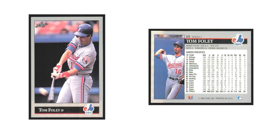1992 Leaf Tom Foley Montreal Expos #372.0