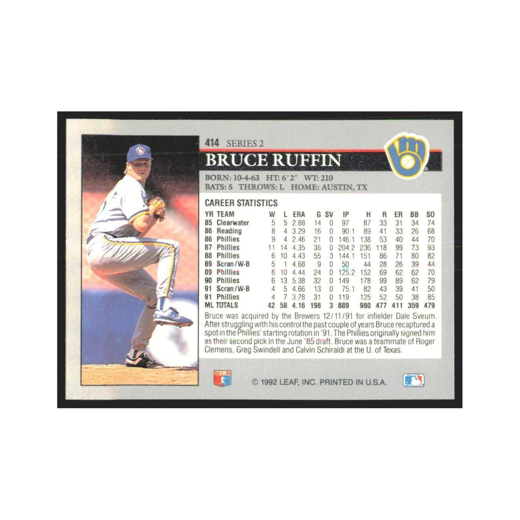 1992 Leaf Bruce Ruffin Brewers #414.0