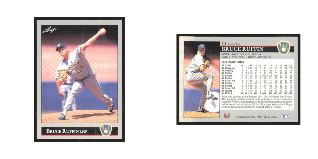 1992 Leaf Bruce Ruffin Brewers #414.0