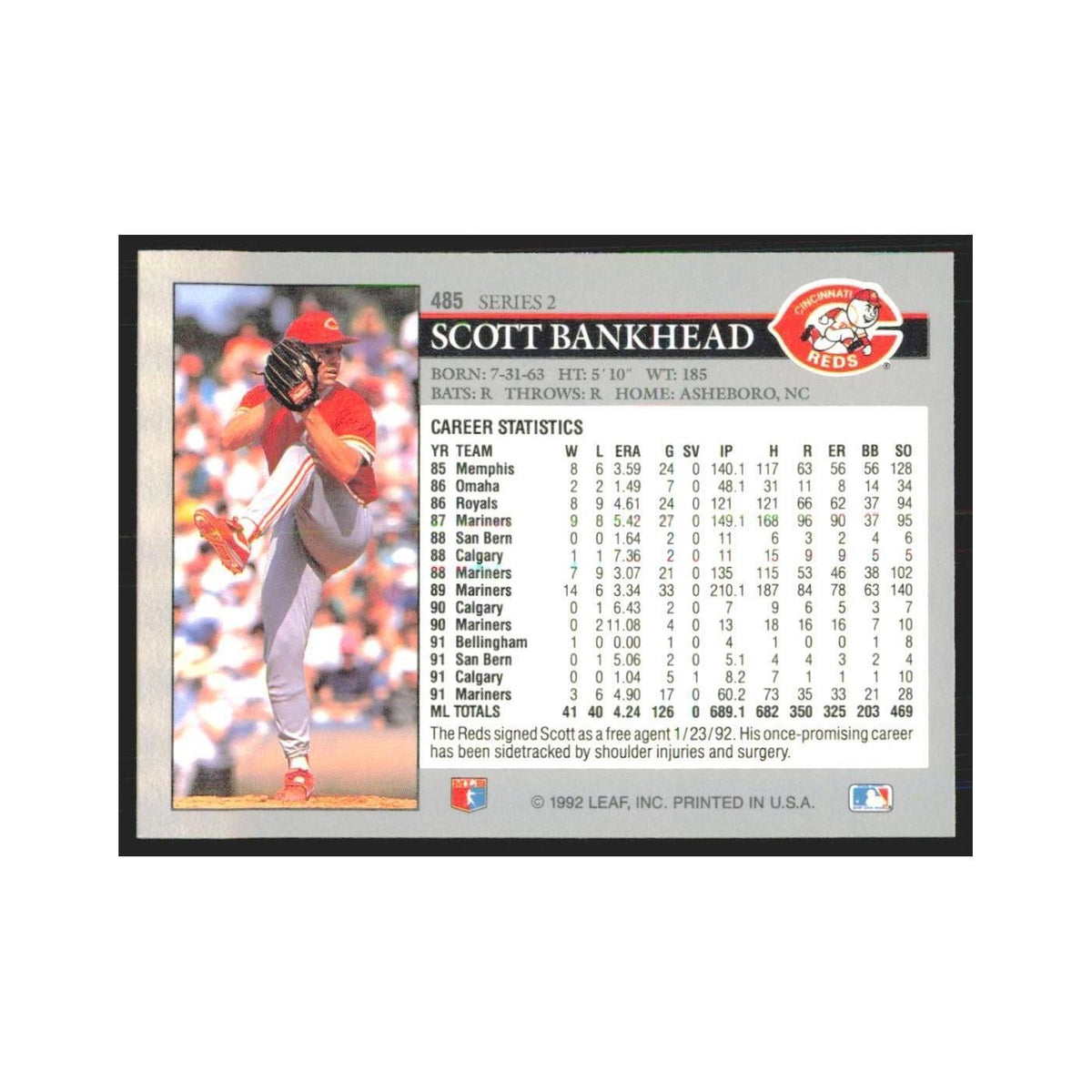1992 Leaf Scott Bankhead Reds #485.0