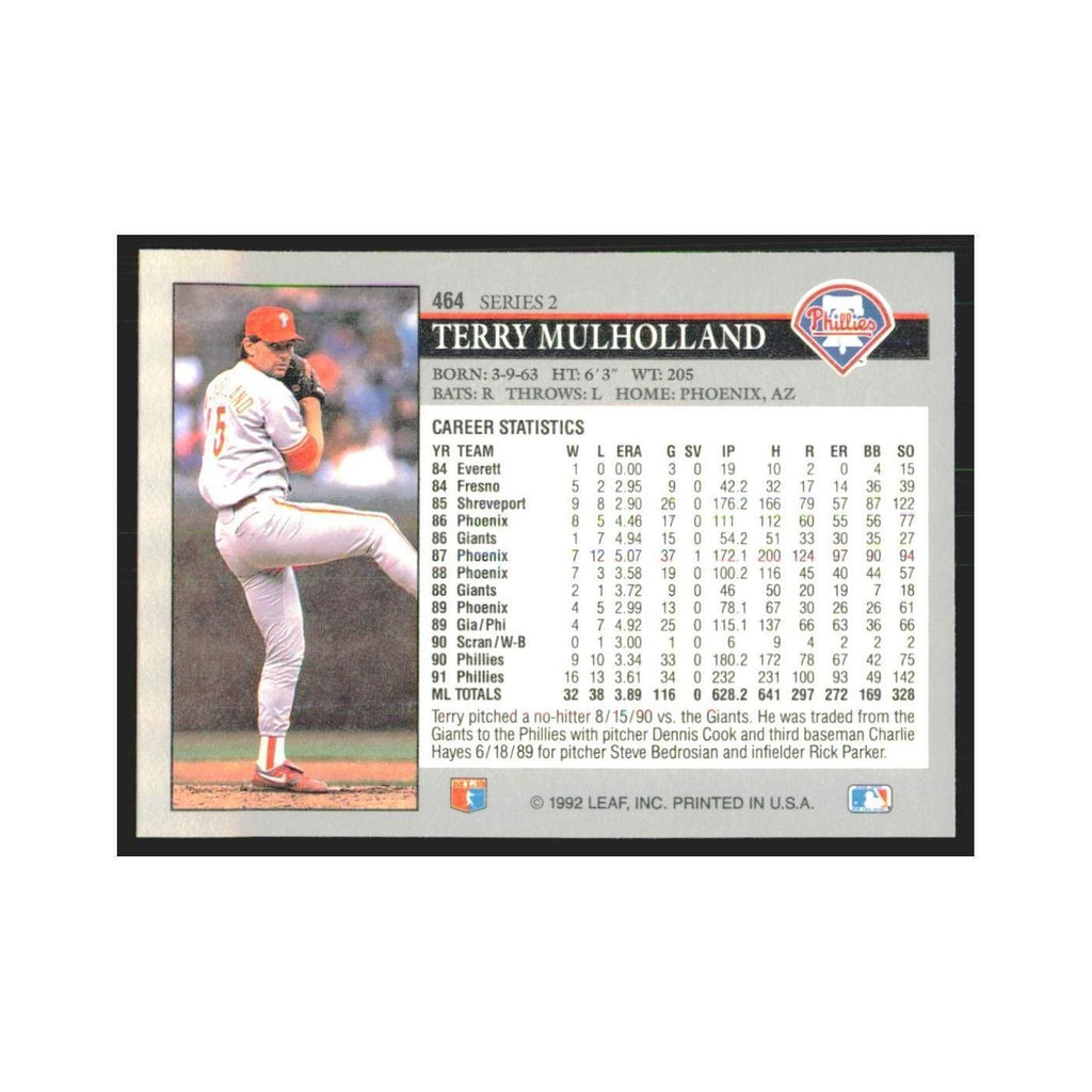 1992 Leaf Terry Mulholland Phillies #464.0