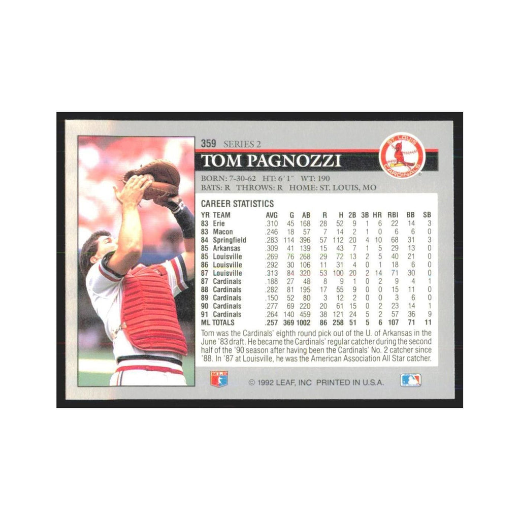 1992 Leaf Tom Pagnozzi Cardinals #359.0
