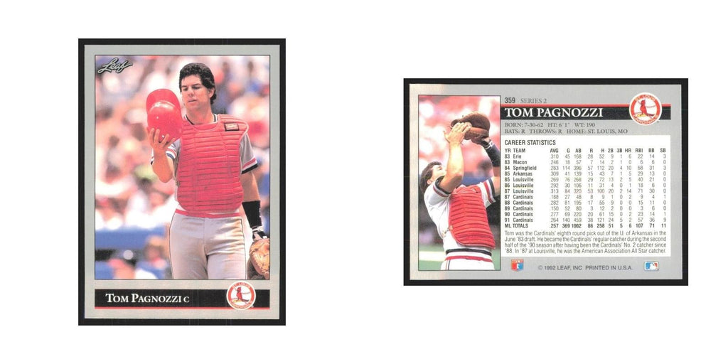 1992 Leaf Tom Pagnozzi Cardinals #359.0