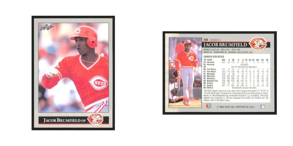 1992 Leaf Jacob Brumfield Reds #499.0
