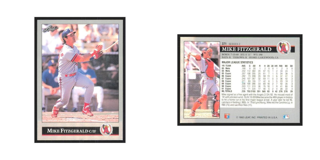 1992 Leaf Mike Fitzgerald Angels #371.0
