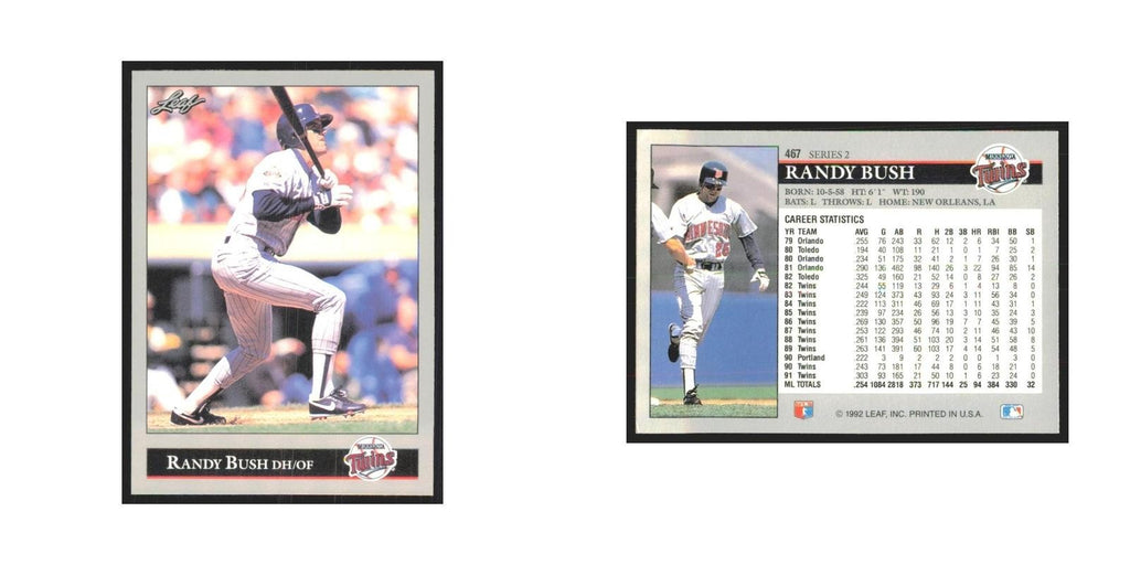 1992 Leaf Randy Bush Twins #467.0