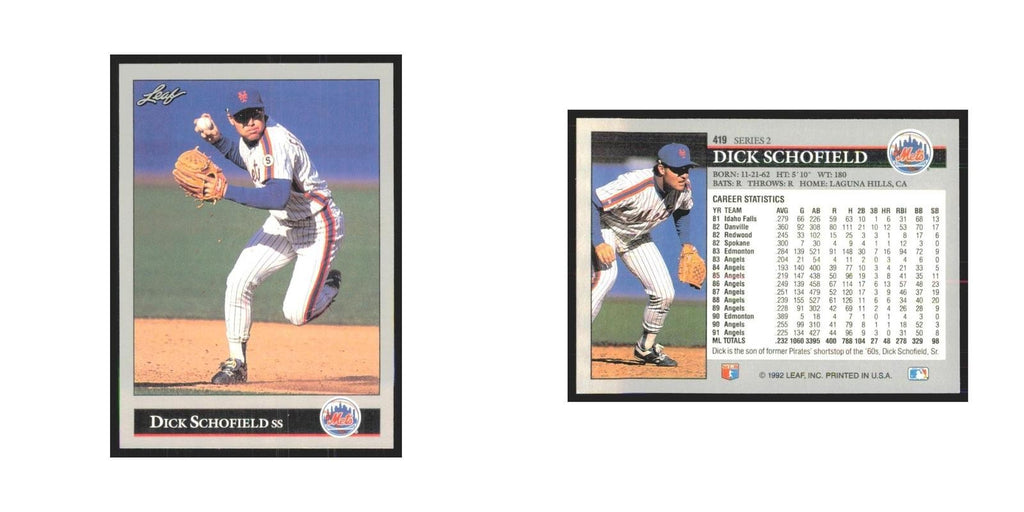 1992 Leaf Dick Schofield Mets #419.0