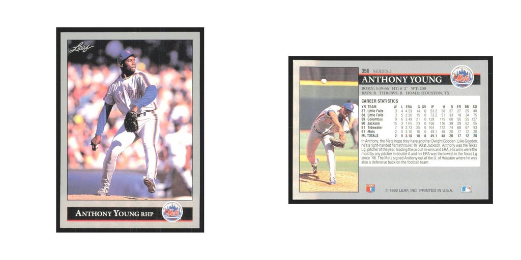 1992 Leaf Anthony Young Mets #356.0