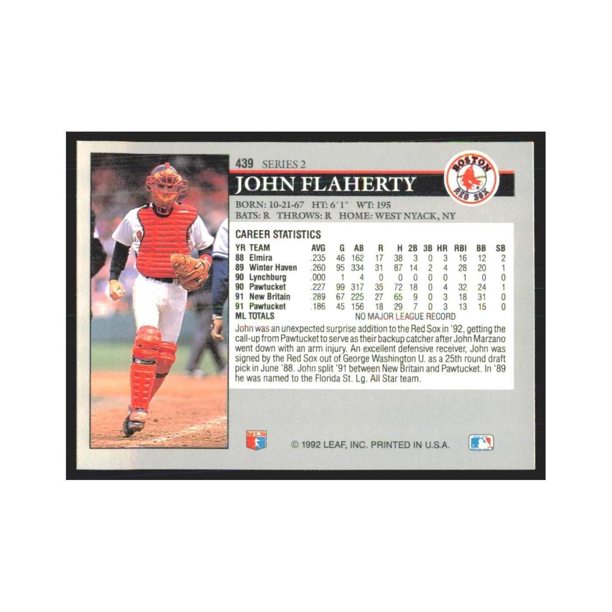 1992 Leaf John Flaherty Red Sox #439.0