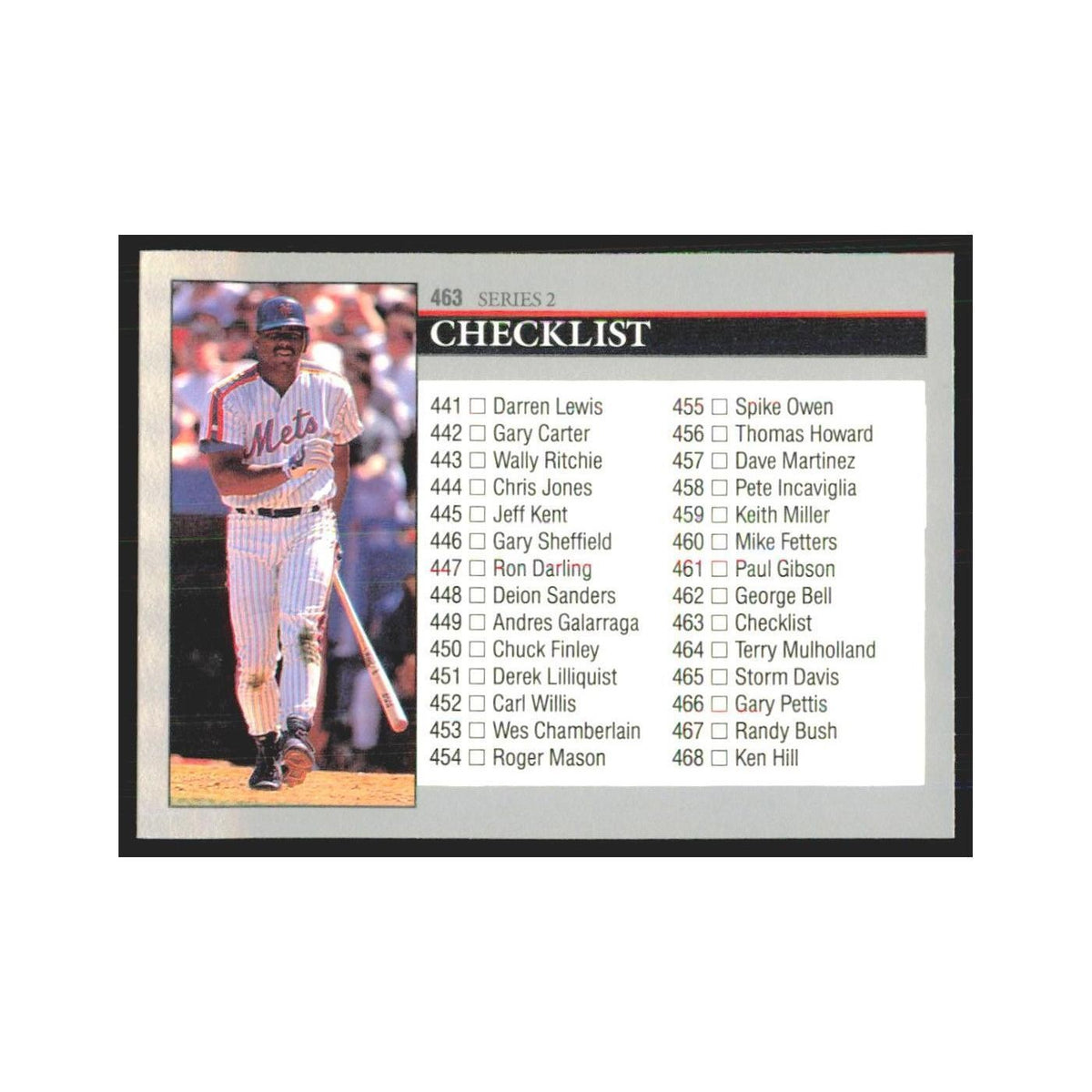 1992 Leaf Checklist Mets #463.0