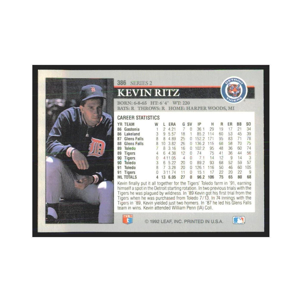 1992 Leaf Kevin Ritz Tigers #386.0