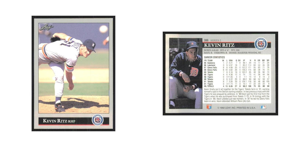 1992 Leaf Kevin Ritz Tigers #386.0