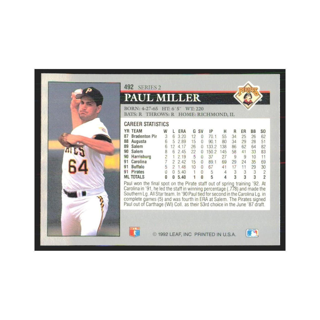 1992 Leaf Paul Miller Pirates #492.0