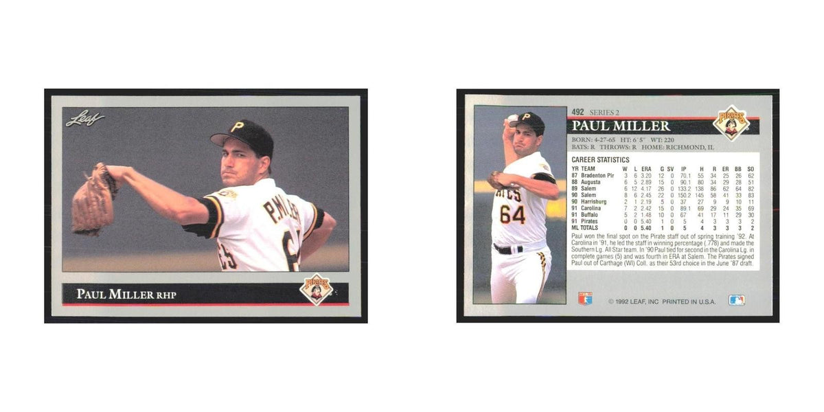 1992 Leaf Paul Miller Pirates #492.0