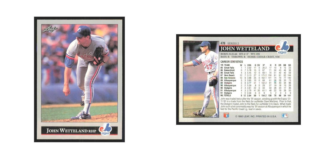 1992 Leaf John Wetteland Montreal Expos #478.0