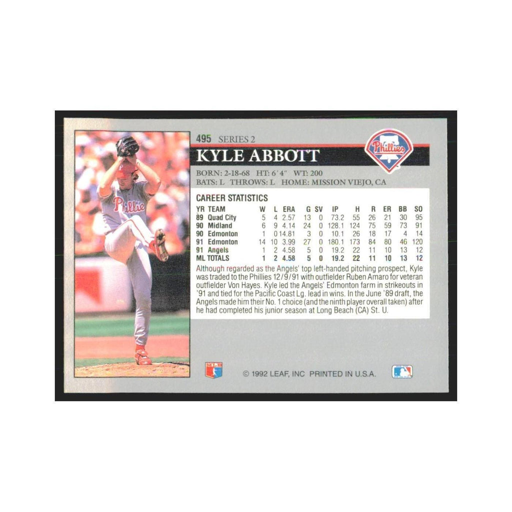 1992 Leaf Kyle Abbott Phillies #495.0
