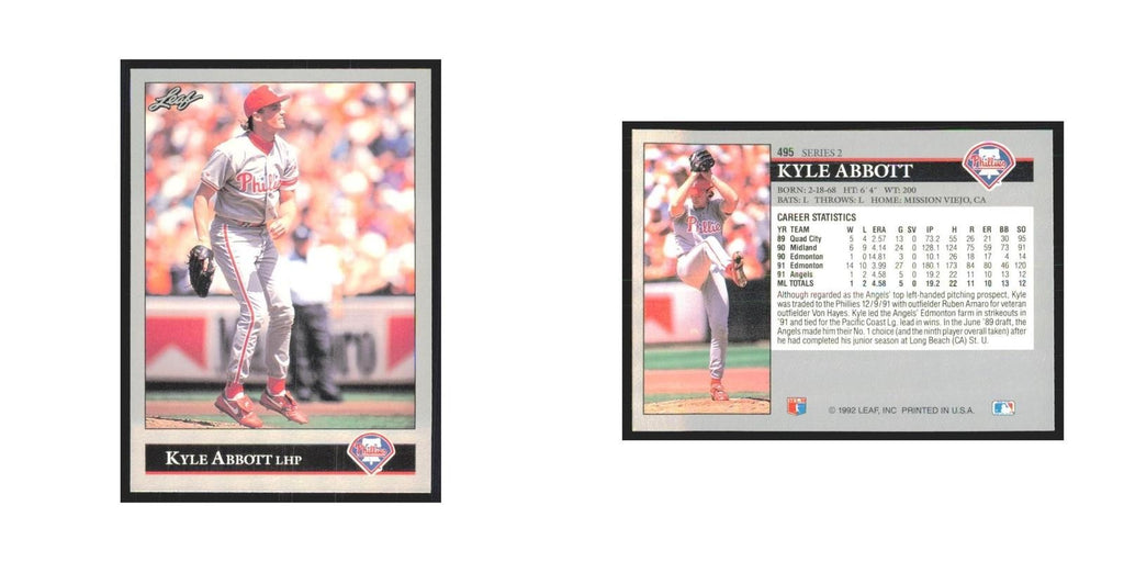 1992 Leaf Kyle Abbott Phillies #495.0
