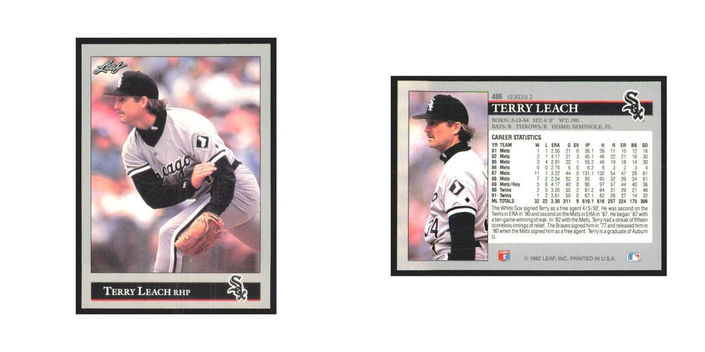 1992 Leaf Terry Leach White Sox #486.0